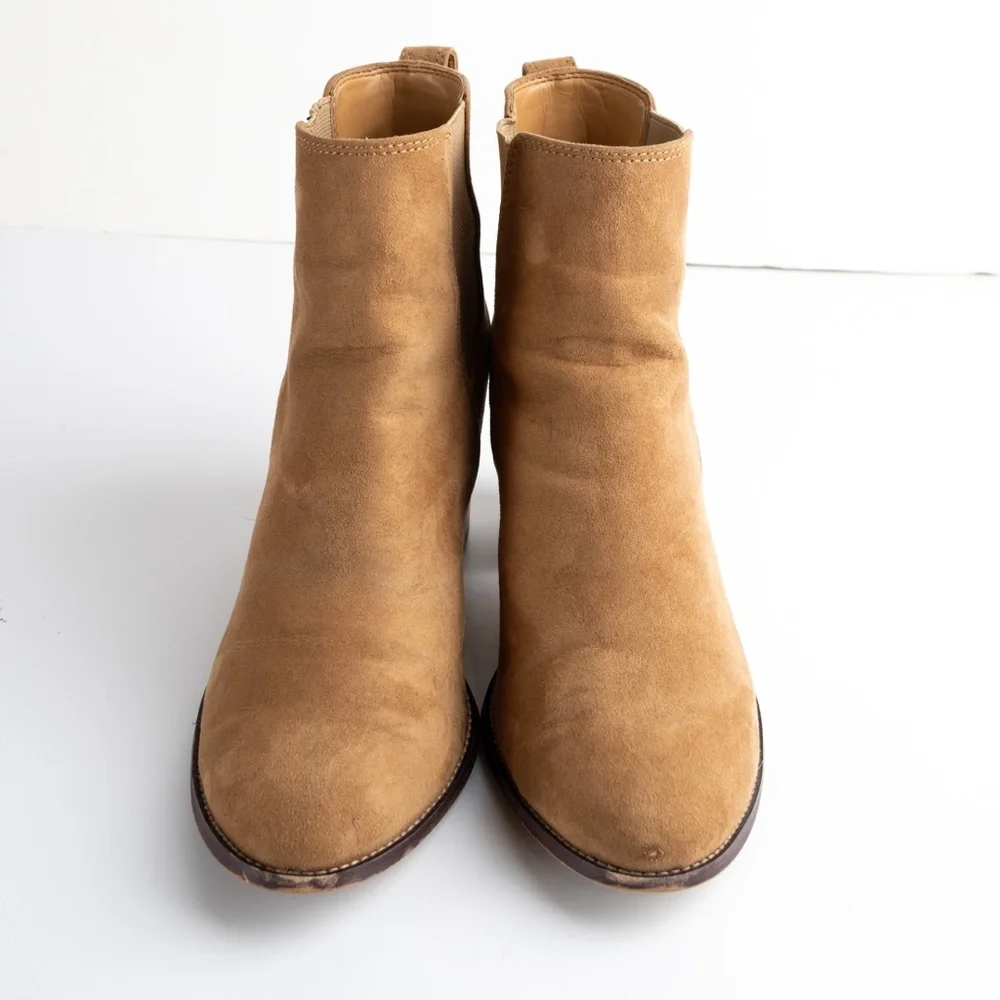 J. CREW Rory tan microsuede heeled boots size 9.5